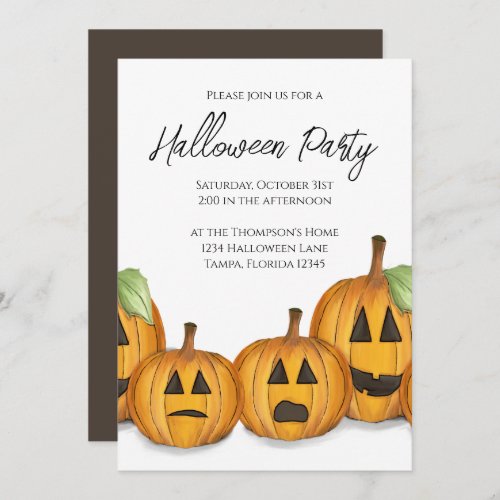Halloween Simple Cute Pumpkin QR Code Social Media Invitation