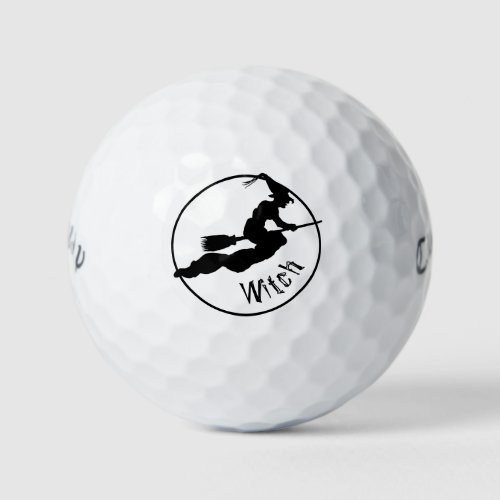 Halloween Simple Flying Witch Silhouette Black Golf Balls