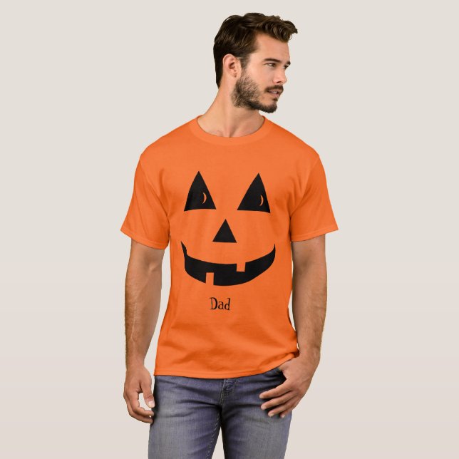 Halloween Simple Orange Jack O Lantern Funny T-Shirt (Front Full)