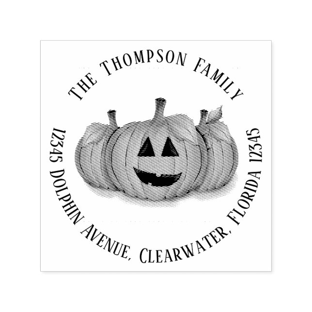 Halloween Simple Whimsical Pumpkin Cute Self-inking Stamp (Design)