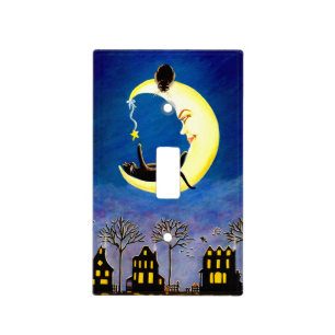 Halloween single light switch cover,black,cat,moon cover