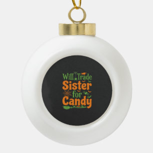 Halloween Sister Candy Trade Design_1 Ceramic Ball Christmas Ornament
