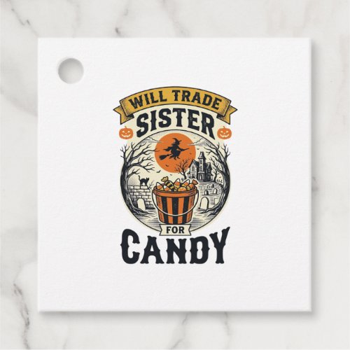Halloween Sister Will Trade For Candy Vintage_1 Favor Tags