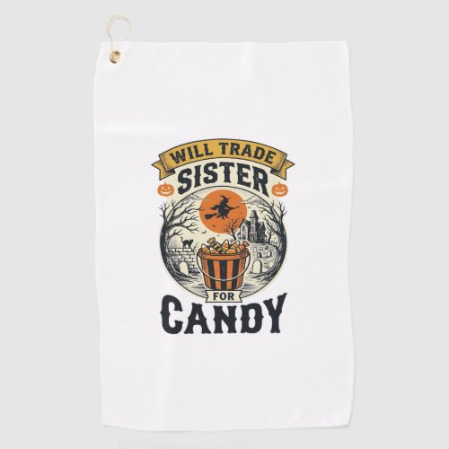 Halloween Sister Will Trade For Candy Vintage_1 Golf Towel