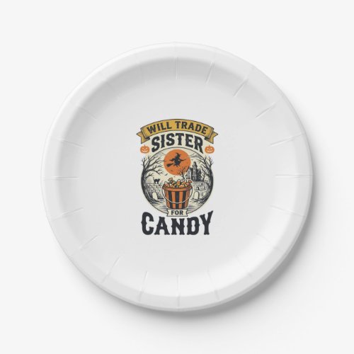 Halloween Sister Will Trade For Candy Vintage_1 Paper Plates