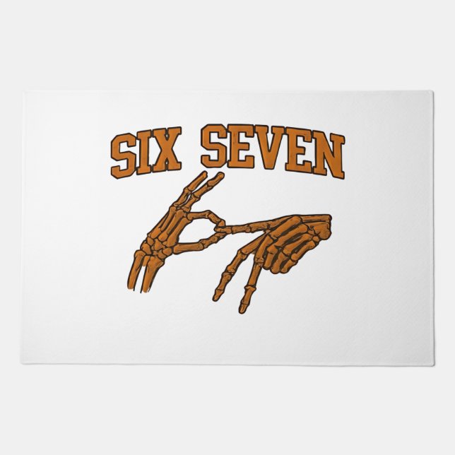 Halloween Six Seven Meme Sign Language 67 Mason  Doormat (Front)