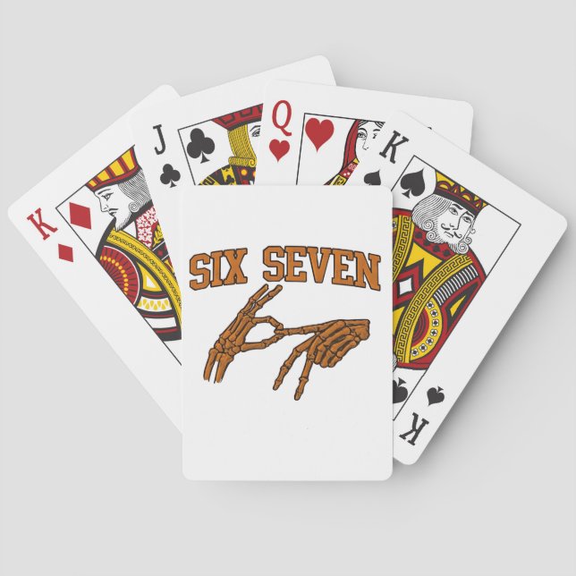 Halloween Six Seven Meme Sign Language 67 Mason  Poker Cards (Back)