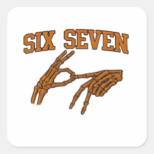 Halloween Six Seven Meme Sign Language 67 Mason  Square Sticker