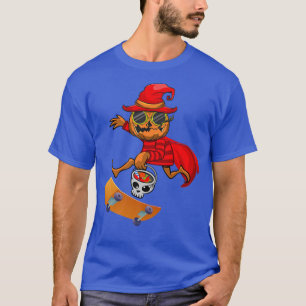 Halloween Skateboard Boy Skateboarding Men Pumpki T-Shirt