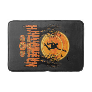 Halloween Skateboard Moon Design Halloween Bath Mat