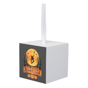Halloween Skateboard Moon Design Halloween Cube Ornament