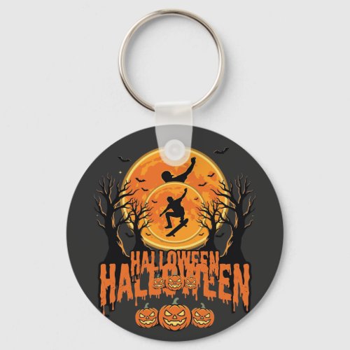 Halloween Skateboard Moon Design Halloween Keychain
