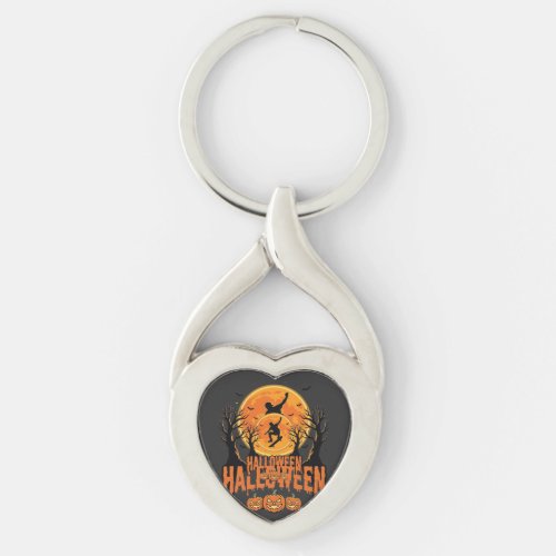 Halloween Skateboard Moon Design Halloween Keychain