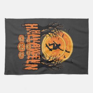 Halloween Skateboard Moon Design Halloween Kitchen Towel