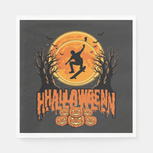 Halloween Skateboard Moon Design Halloween Napkins