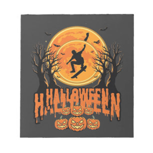 Halloween Skateboard Moon Design Halloween Notepad