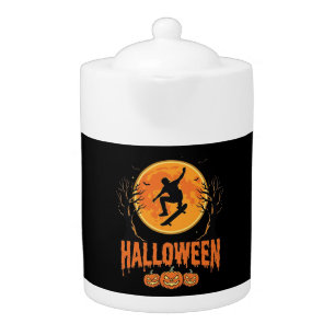 Halloween Skateboard Moon Design Halloween Teapot