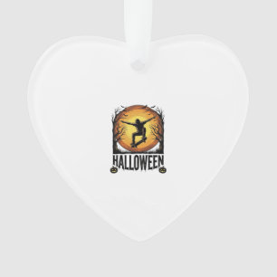Halloween Skateboard Moon Vintage Vector Design_1 Ornament