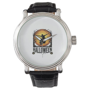 Halloween Skateboard Moon Vintage Vector Design_1 Watch