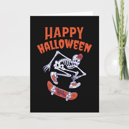 Halloween Skateboard Skeleton Card