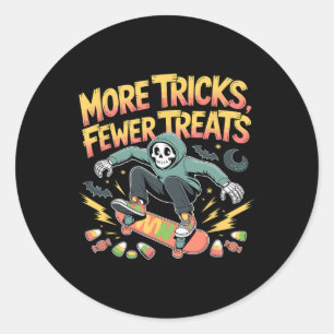 Halloween Skateboard Tricks Skeleton Candy Youth Classic Round Sticker