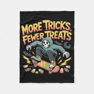 Halloween Skateboard Tricks Skeleton Candy Youth Fleece Blanket