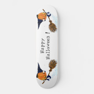 Halloween Skateboard Witch Pumpkin Flying