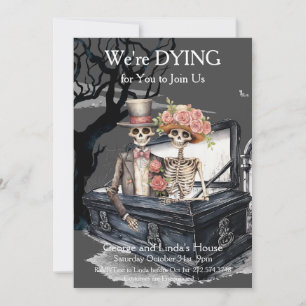  Halloween Skeletal Couple Costume Party Invitation