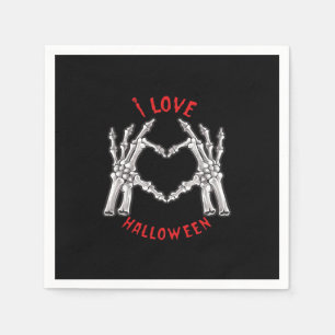 Halloween Skeletal Hands Heart Funny Saying Napkins