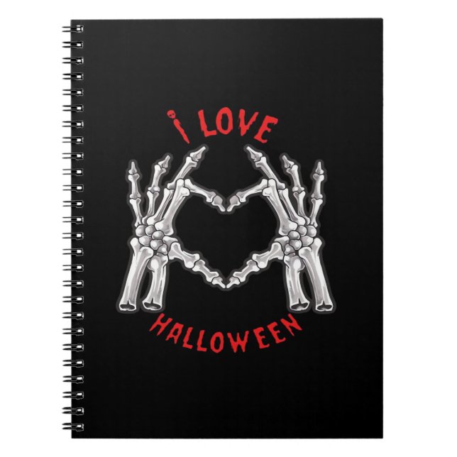 Halloween Skeletal Hands Heart Funny Saying Trendy Notebook (Front)