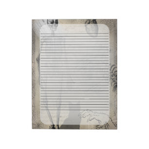 Halloween Skeleton and Black Cat Vintage Ephemera Notepad