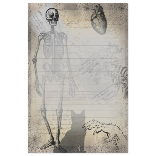Halloween Skeleton and Black Cat Vintage Ephemera Tissue Paper