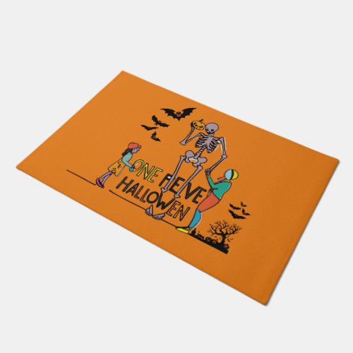 Halloween Skeleton and Friends Doormat