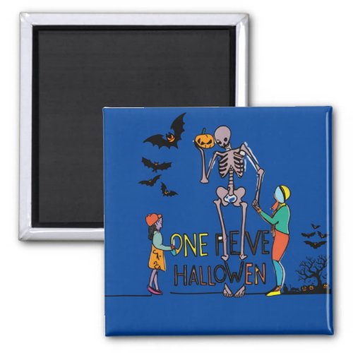 Halloween Skeleton and Friends Magnet