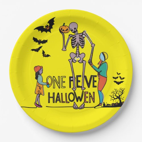 Halloween Skeleton and Friends Paper Plates