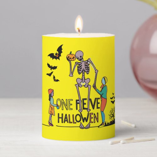 Halloween Skeleton and Friends Pillar Candle