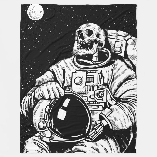 halloween skeleton astronaut fleece blanket (Front)