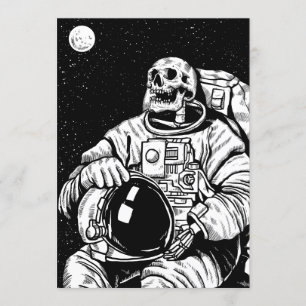 halloween skeleton astronaut invitation