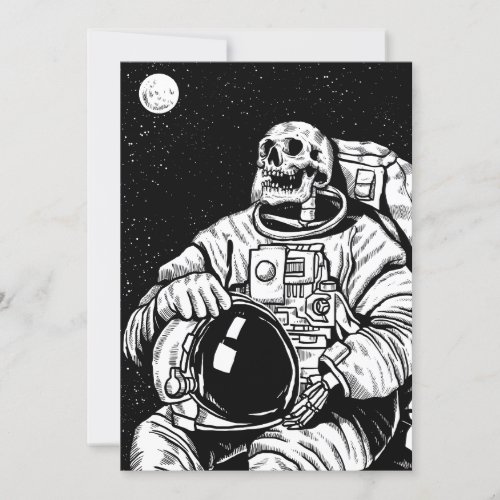 halloween skeleton astronaut invitation