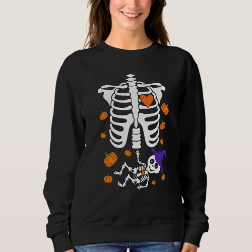 Halloween Skeleton Baby Rib Cage Maternity Costume Sweatshirt