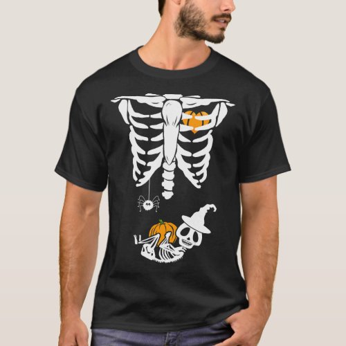 Halloween Skeleton Baby Rib Cage Maternity Costume T_Shirt