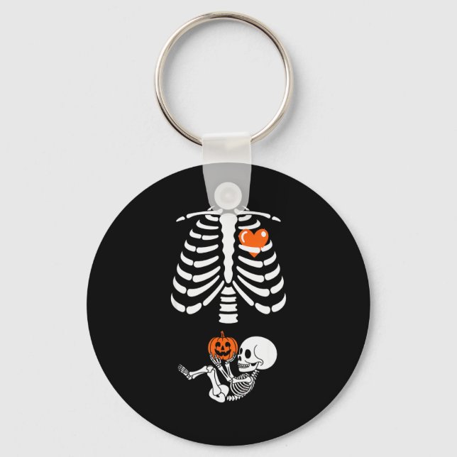 Halloween Skeleton Baby Rib Cage Maternity Pregnan Keychain (Front)