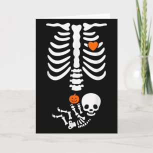 Halloween Skeleton Baby Rib Cage Pregnant Pumpkin  Card