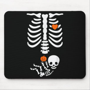 Halloween Skeleton Baby Rib Cage Pregnant Pumpkin Mouse Pad