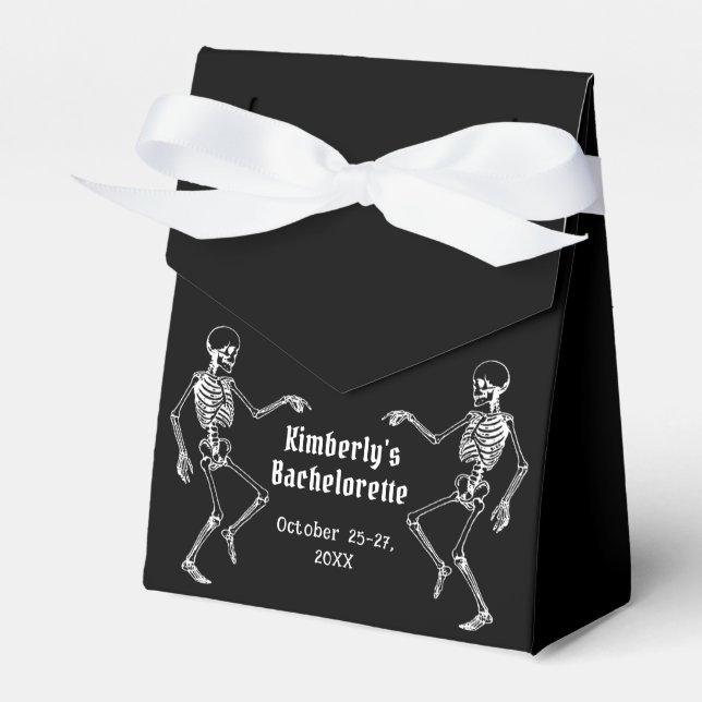 Halloween Skeleton Bachelorette Party Favor Boxes (Front Side)
