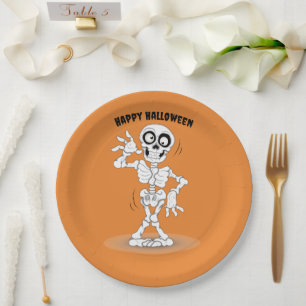 Halloween Skeleton Background Paper Plates