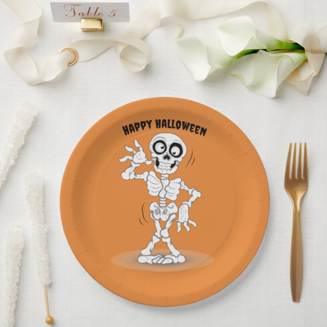 Halloween Skeleton Background Paper Plates (Wedding)