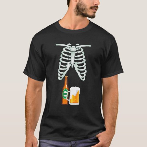 Halloween Skeleton Beer Belly Xray Meme Funny Cost T_Shirt