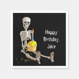 Halloween Skeleton Birthday with Name Napkins