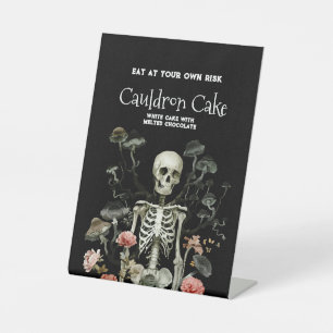 Halloween Skeleton Black Haunted Forest Dessert Pedestal Sign